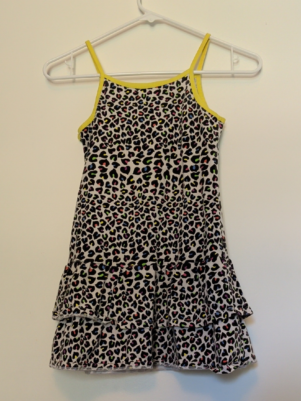 Faded Glory Girls Leopard Print Tank Dress with Yellow Trim